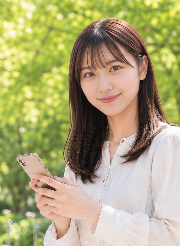 スマホを持つ女性